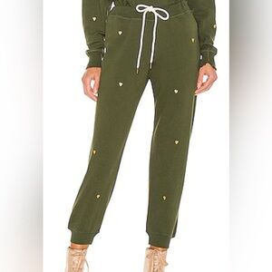 THE GREAT The‎ Cropped Sweatpant Women Green Golden Heart 100% Cotton XS luxury